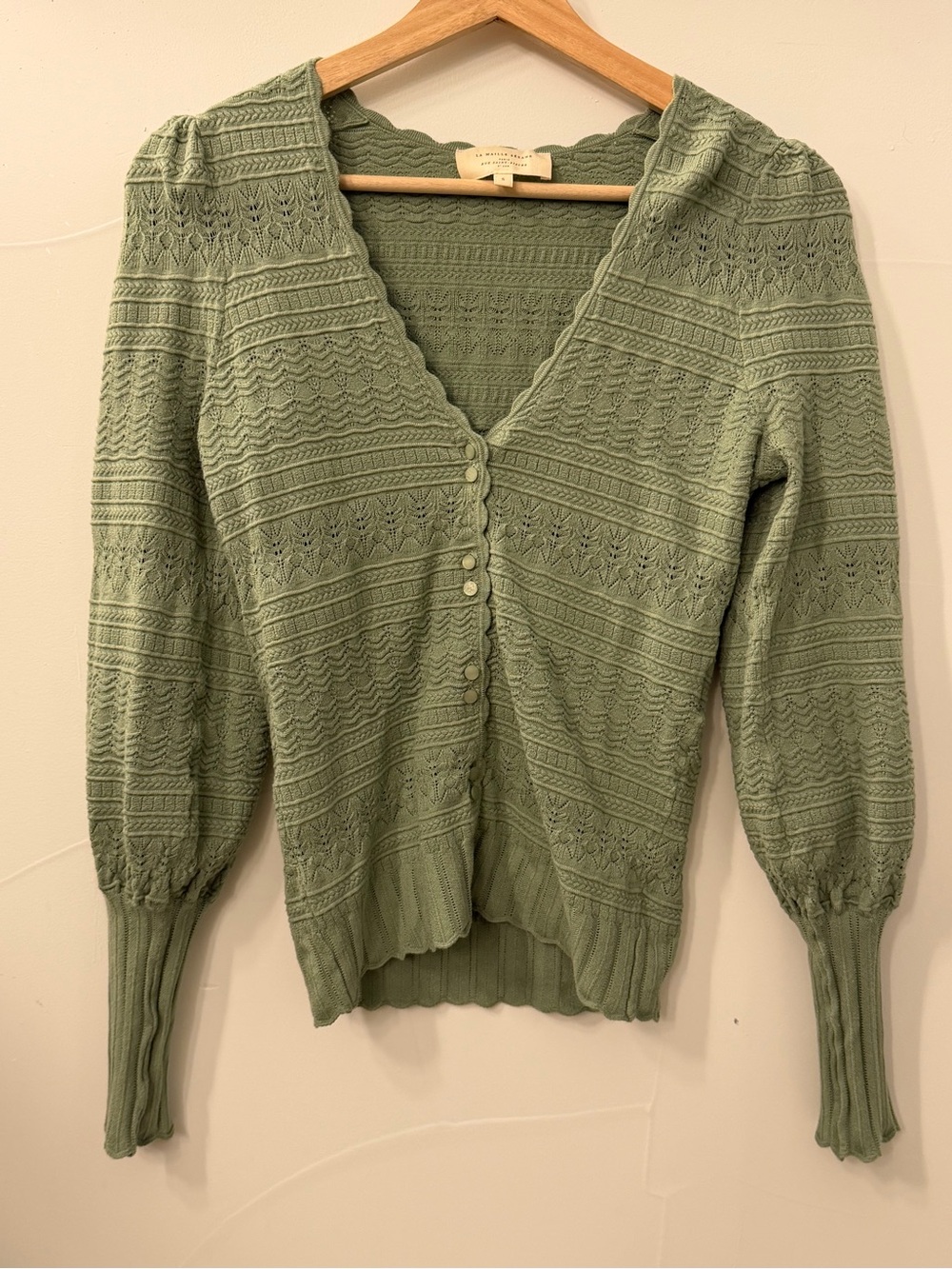 Sezane Charlotte Cardigan - Almond Sage